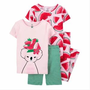 Carter’s 2T Girls Pajama Set Cotton Pj's Watermelon & Koala Print (4-Piece)